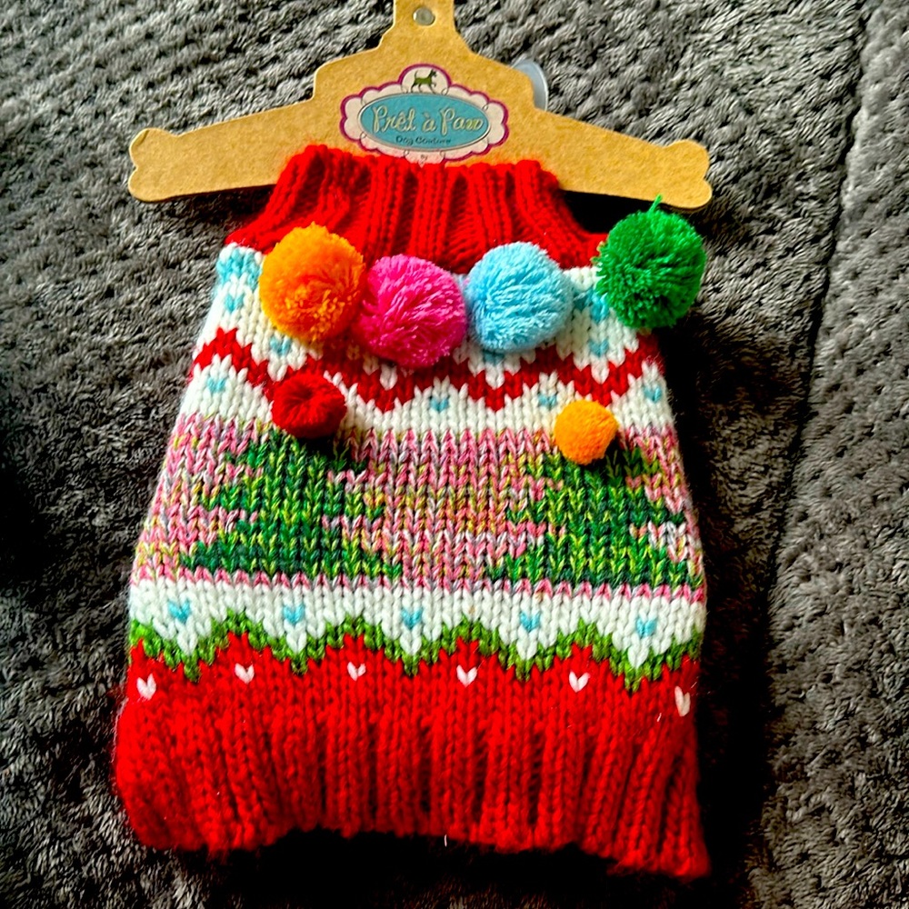 Dog Christmas sweater extra small festive colorful knit sweater